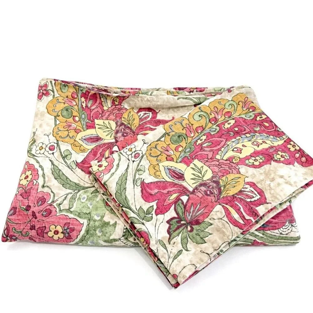 Pottery Barn Palampore Queen Duvet Cover Set 2 Pillowcase Floral Cotton Linen